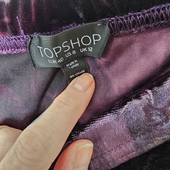Topshop Purple & Silver Crushed Velour Elastic Waist Stretch Leggings 8 Medium - Picture 4 of 6